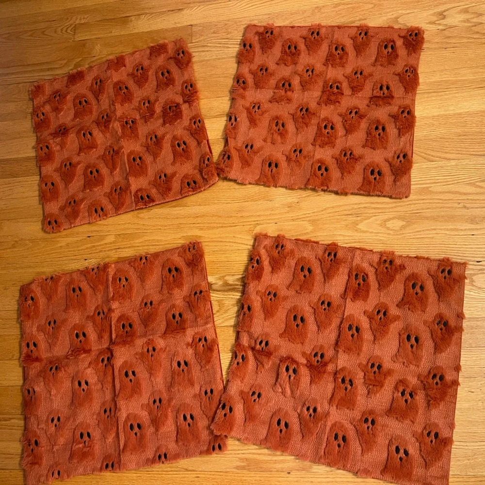 4 Orange ghost soft Patterned pillow  covers